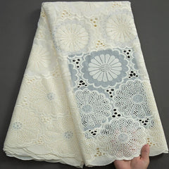 African Lace Fabric 2023 Latest 3286 Swiss Voile Lace Fabric with Rhinestones for Sewing Nigeria Bridal Wedding Dresses