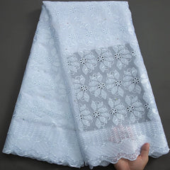 Swiss Voile Lace Fabric 2023 Latest 5Yards African Cotton Lace Fabric with Stones for Sew Bridal Wedding Dresses