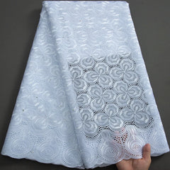 Swiss Lace Fabric 2023 New 5Yards African Cotton Dry Lace Fabric with Crystal for Nigeria Bridal Wedding Dresses