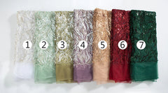 African Mesh Sequins Beads Lace Fabric Luxury French Tulle Mesh Lace With Sequins And Beads For Women Evening Dresses