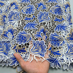 Nigerian Lace Guipure Cord Lace Fabric 2024 Latest African Rhinestones Water Soluble Lace For Women Dresses Sew