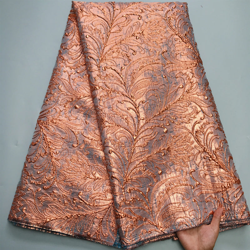 African Brocade Lace Fabric French Women Damask Gilding Lace Nigerian Jacquard Fabric for Party Dresses