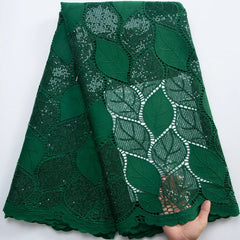 Leaves Design Embroidered Sequins Guipure Lace