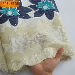 African Lace Fabric With Stones Embroidery Swiss Voile Lace In Switzerland High Quality Dubai Cotton