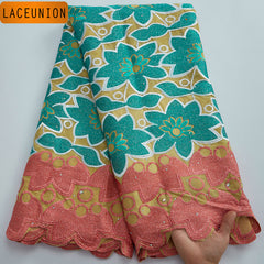 African Lace Fabric With Stones Embroidery Swiss Voile Lace In Switzerland High Quality Dubai Cotton