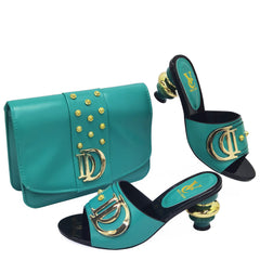 Italian Shoes with Matching Bags Set Decorated with Rhinestone Women Summer Shoes African Wedding Shoe and Bags