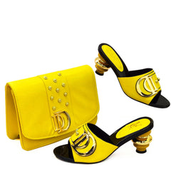 Italian Shoes with Matching Bags Set Decorated with Rhinestone Women Summer Shoes African Wedding Shoe and Bags