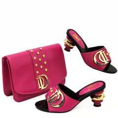 Italian Shoes with Matching Bags Set Decorated with Rhinestone Women Summer Shoes African Wedding Shoe and Bags