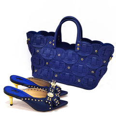 Rivet Style Women Shoes and Bag to Match in Color matching High Quality Nigerian Design Matching Shoes and Bag