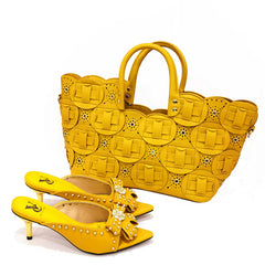 Rivet Style Women Shoes and Bag to Match in Color matching High Quality Nigerian Design Matching Shoes and Bag