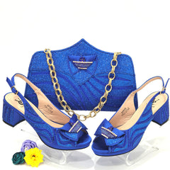 High-heeled Sandals Fashion Rhinestone Sexy Nigerian Women Shoe and Bag Set for Party Wedding Pumps