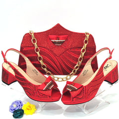 High-heeled Sandals Fashion Rhinestone Sexy Nigerian Women Shoe and Bag Set for Party Wedding Pumps