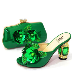 Nigerian Women Shoes With Matching Bags Set African Women's Party Shoes and Bag with Comfortable Heels For Office Lady