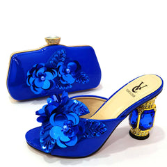 Nigerian Women Shoes With Matching Bags Set African Women's Party Shoes and Bag with Comfortable Heels For Office Lady