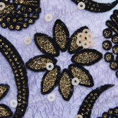 Sequins Embroidered Flocking French Lace Fabric